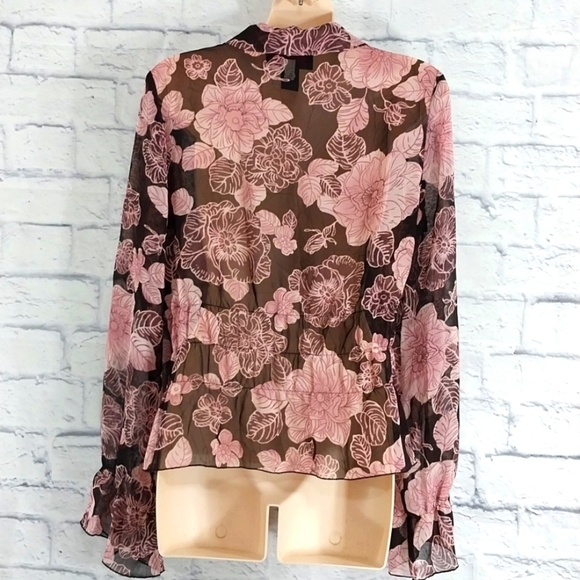 Gloria Vanderbilt Top Boho Semi Sheer Floral Sz 8 - Picture 4 of 5